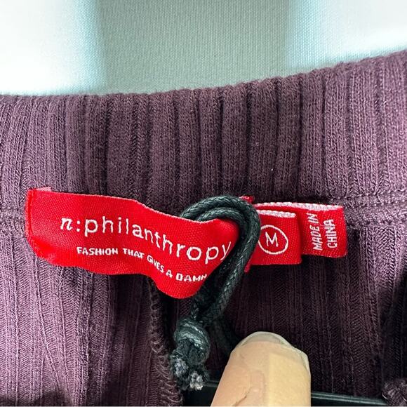 n:PHILANTHROPY Burgundy Ribbed Pants NWT in Medium - Picture 2 of 4
